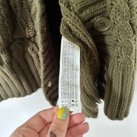Olive Cable Knit Cardigan Sweater forever 21 thick heavy soft - Picture 4 of 5